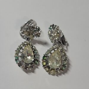 Trifari Timeless Teardrop Crystal Clip-On Earrings - White